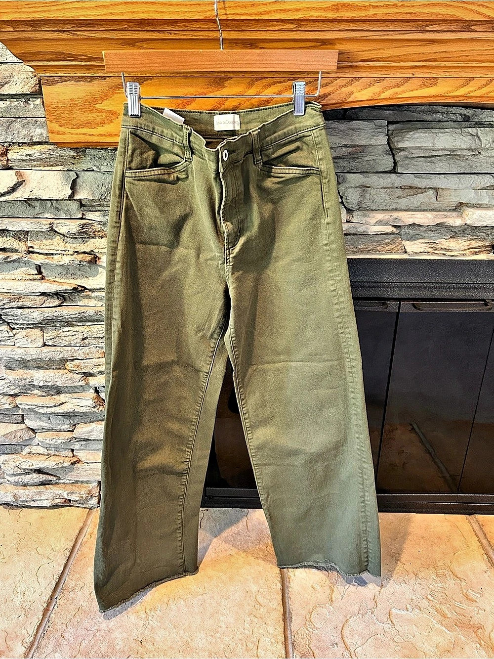 Favorite Daughter The Mischa Super High Rise Wide Leg Straight Leg Jeans Green